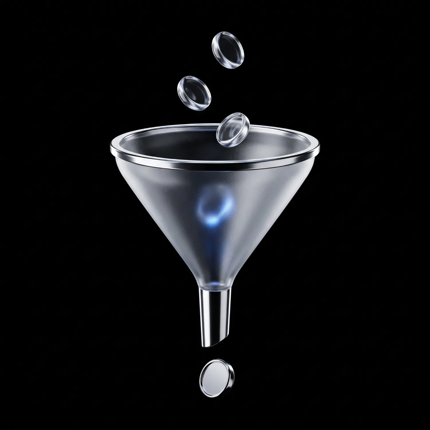 Glass funnel render refining tokens